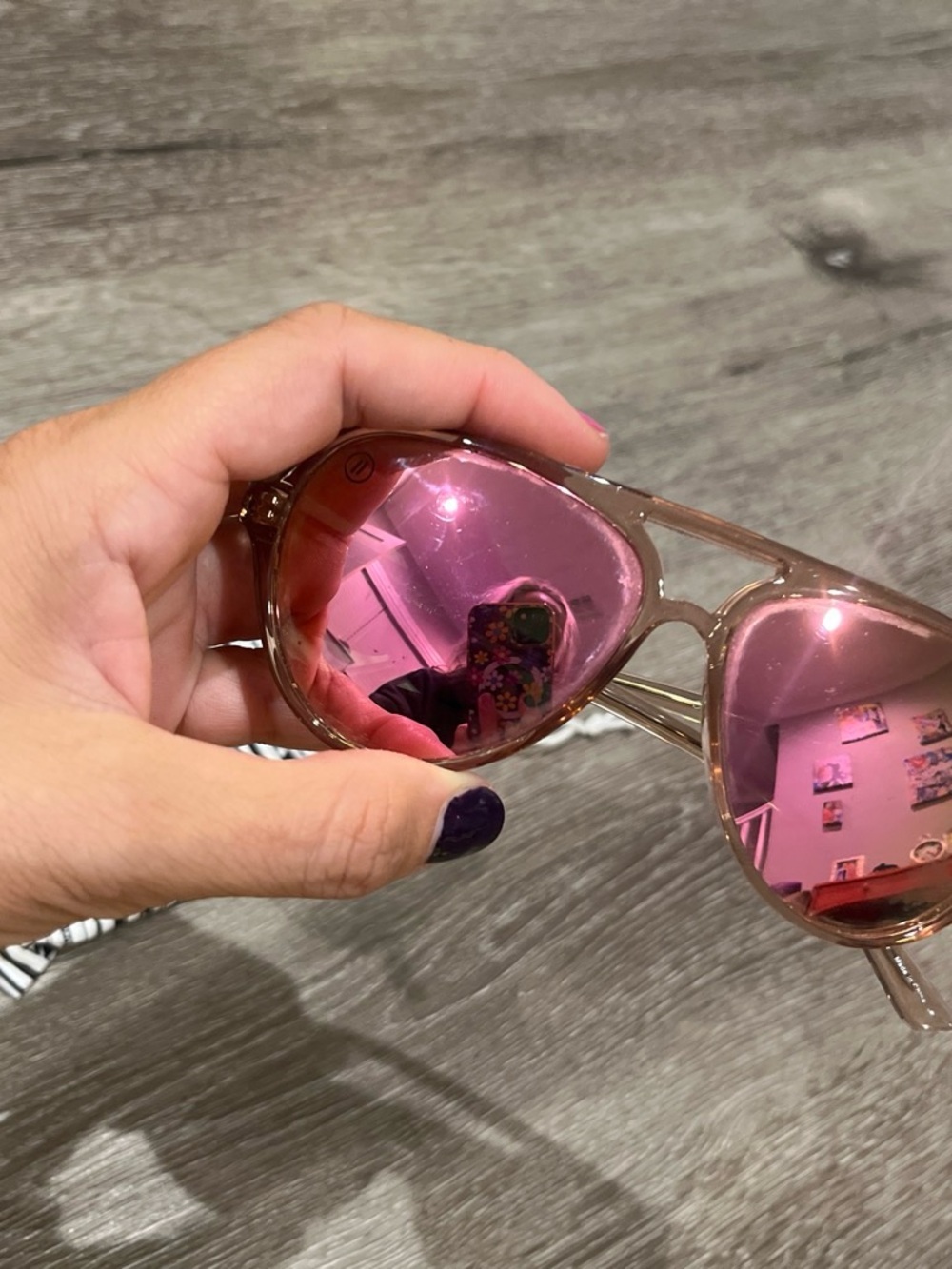 Women's Pink-Gold Mirrored Aviator Sunglasses